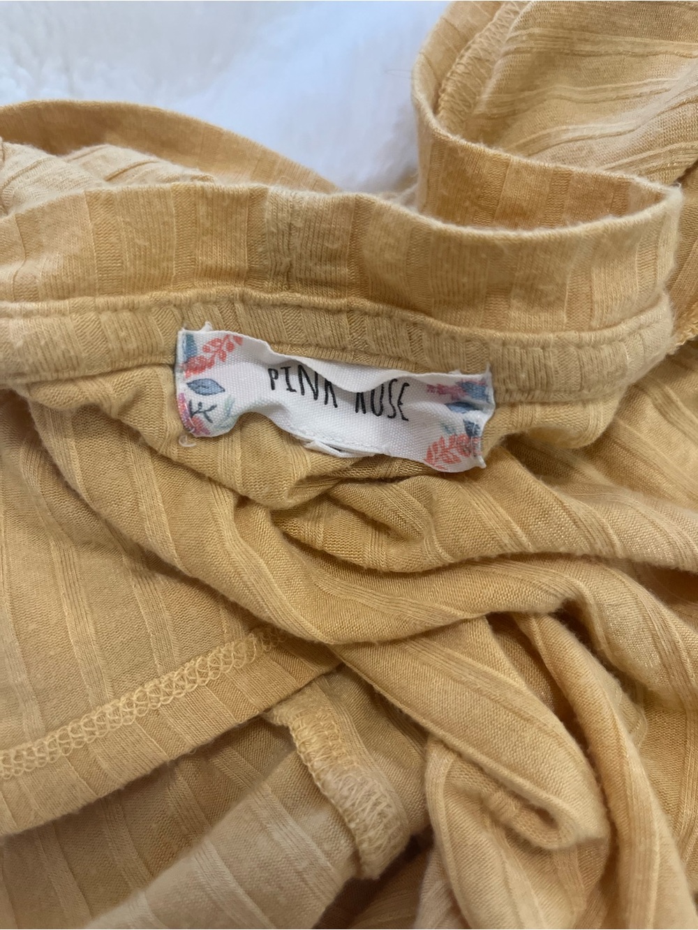 Fitted Short-Sleeve Ribbed Button-Front Top - Yellow - Picture 3 of 5